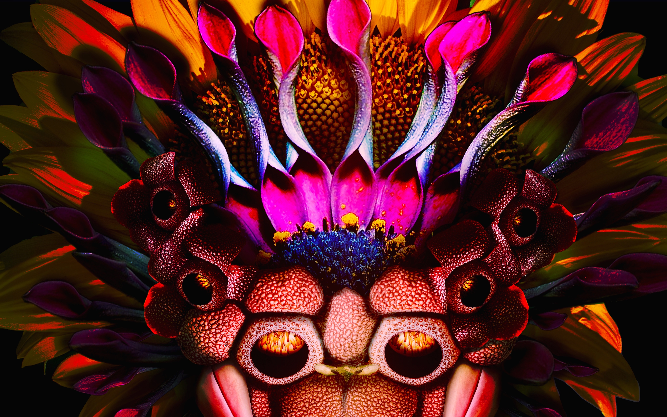 Poster featuring a monster made up of flowers.